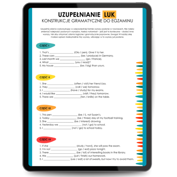 UZUPEŁNIANIE LUK - konstrukcje gramatyczne do egzaminu