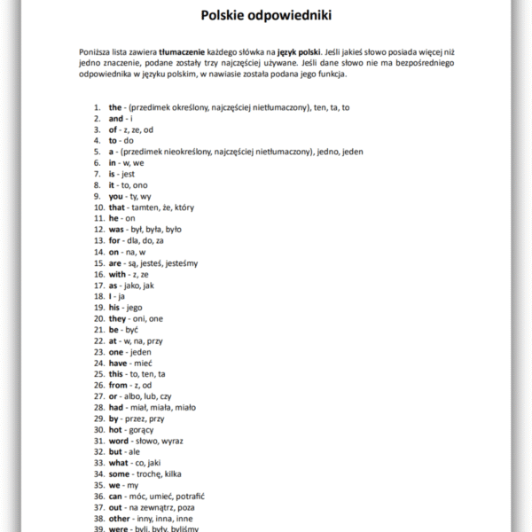 100 najważniejszych słówek po angielsku - lista (1-40)
