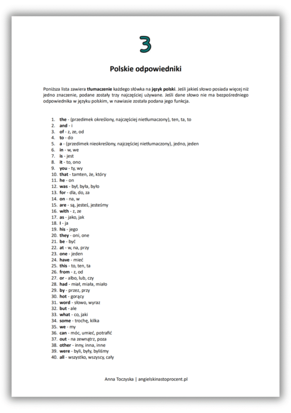 100 najważniejszych słówek po angielsku - lista (1-40)