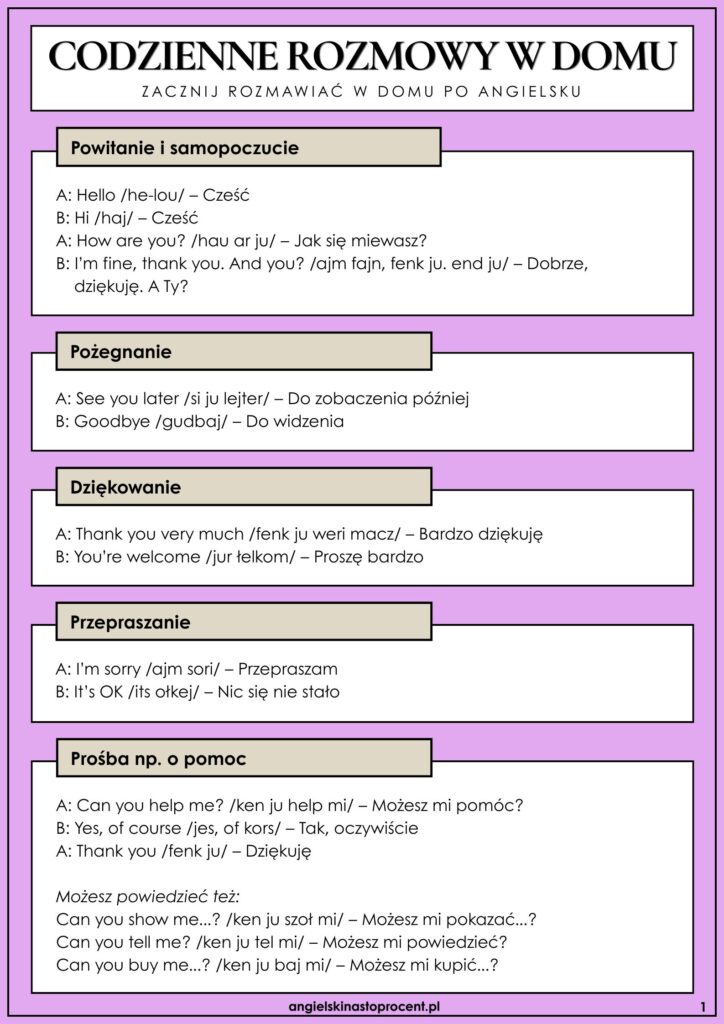 Codzienne rozmowy w domu-str.1-angielskinastoprocent.pl Codzienne rozmowy w domu-str.1